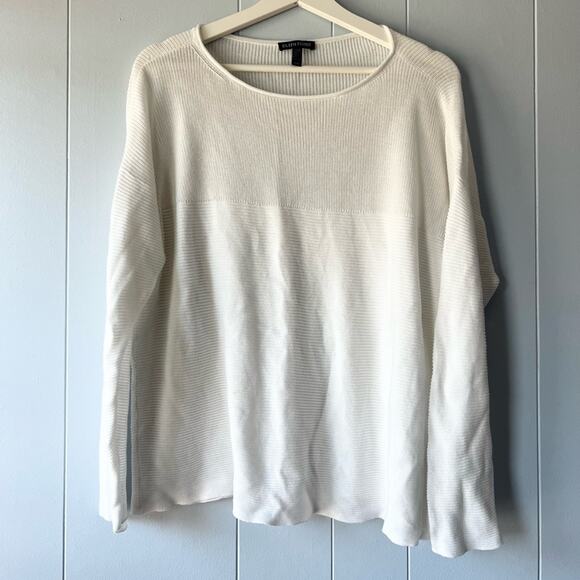 Eileen fisher textured pullover sweater in bone tencel - Picture 1 of 6